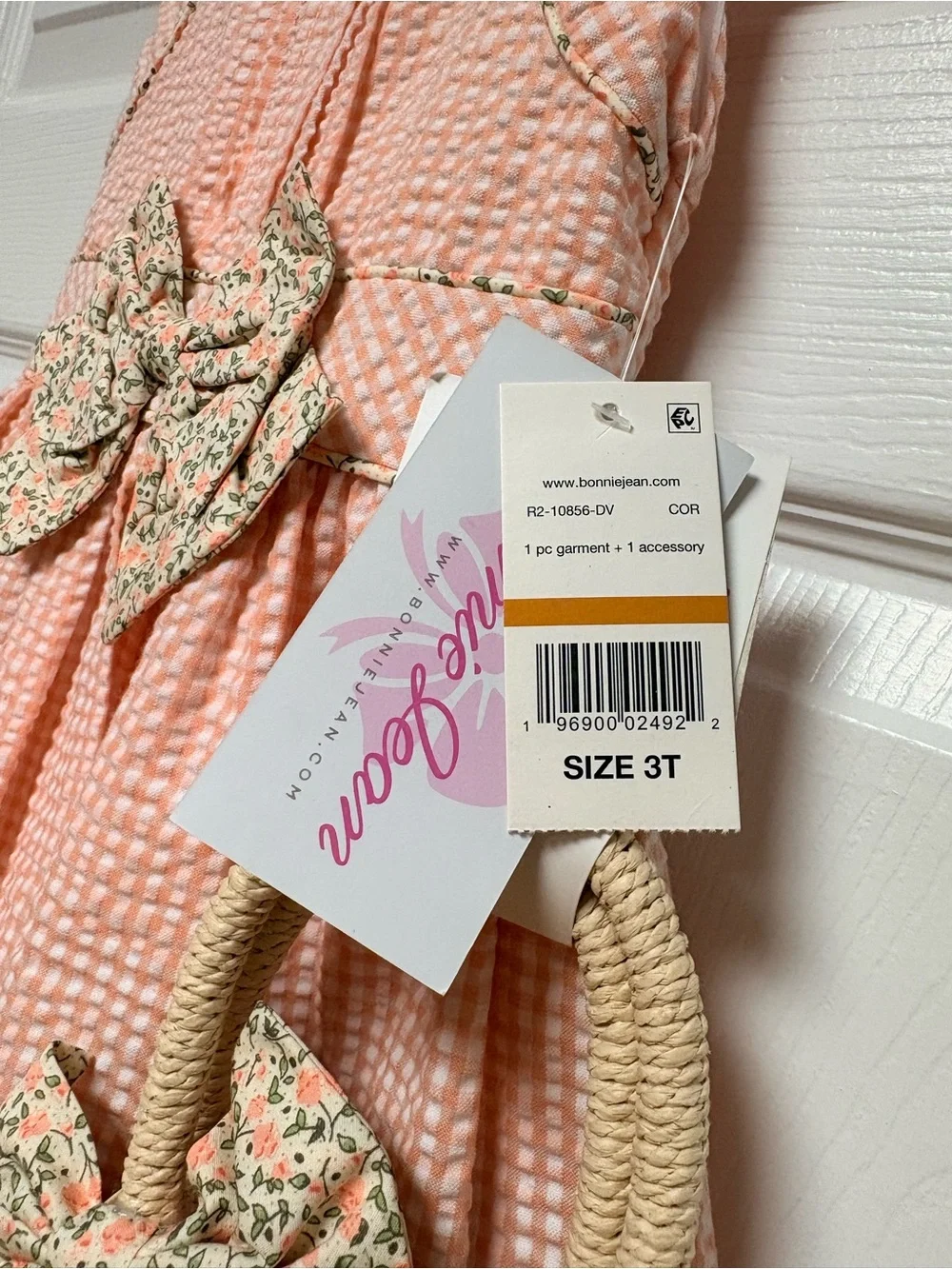 NWT Bonnie Jean Peach Seersucker Dress- 3T